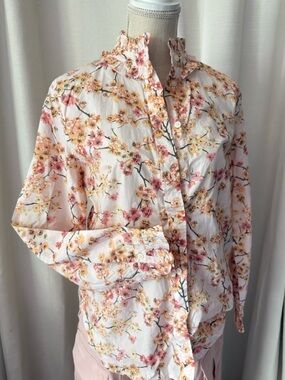 J.Crew Floral Ruffle Collar Button-Up Blouse